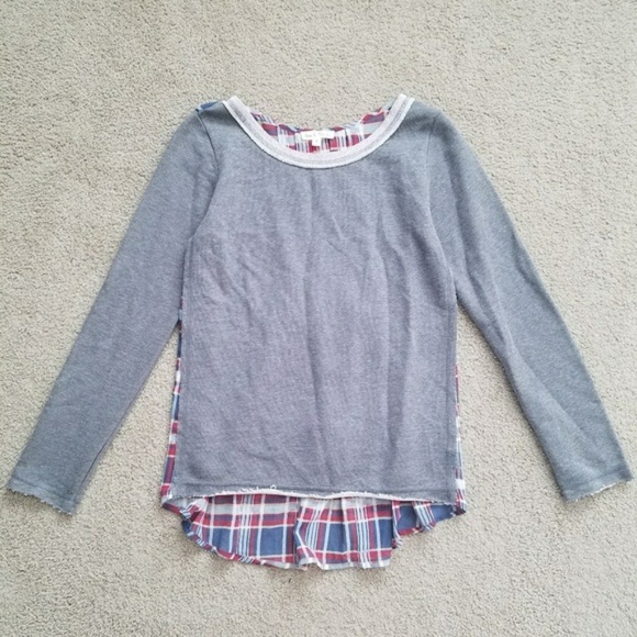 Hem & Thread Tops - 5/$20 | Hem & Thread Sheer Plaid Back Sweatshirt